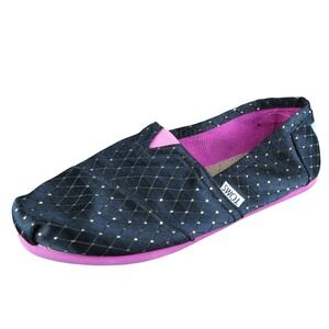 Toms Youth Girls Flat Shoes Size 6 Medium Black Fabric Slip On